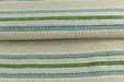 Woven Textured Linen Blend Farmhouse Green and Blue Stripe Jacquard Upholstery Fabric|Country Geometric Fabric For Chair Upholstery 110”W