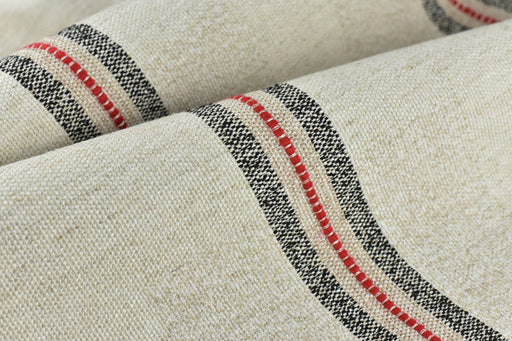 Vintage Heavy Wool Linen Blend Black and Red Stripe Upholstery Fabric|Strip Geometric Soft Fabric For Couch Chair Drapery Table Runner