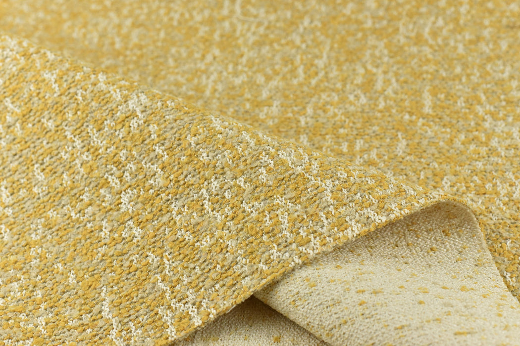 Heavy Weight Yellow and White Textured Boucle Upholstery Fabric|Heavy Duty Upholstery Fabric For Dining Chair,Couch,Stool-55"W/760GSM