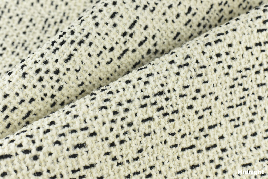 Black and White Dot Textured Wool Linen Cotton Blend Upholstery Fabric in More Colors