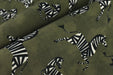 Exotic Dancing Zebra Velvet Upholstery Fabric in Green|Designer Playful Animal Print Velvet Upholstery Fabric For Chair Pillow Cusion Bench