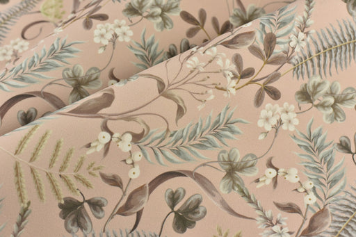 Shabby Chic Soft and Luxury Botanical Ferns Pink Velvet Upholstery Fabric|Heavy Weight Large Print Floral Fabric For Chair Pad,Pillow,Bench