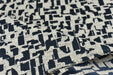 Abstract Geometric Boucle Upholstery Fabric in Navy Blue and Cream|Contemporary Funky Abstract Pattern Home Decor Furniture Upholstery