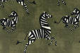 Exotic Dancing Zebra Velvet Upholstery Fabric in Green|Designer Playful Animal Print Velvet Upholstery Fabric For Chair Pillow Cusion Bench