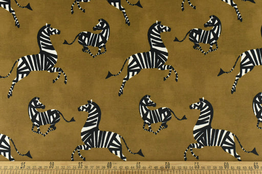 Gold Brown Playful Dancing Zebra Velvet Upholstery Fabric|Designer Animal Print Thick Velvet Upholstery Fabric For Chair Pillow Cusion Bench