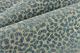 Designer Heavy Weight Linen Blend Cream Blue Chenille Leopard Jacquard Textured Upholstery Fabric|Animal Skin Geometric Woven Decor Fabric