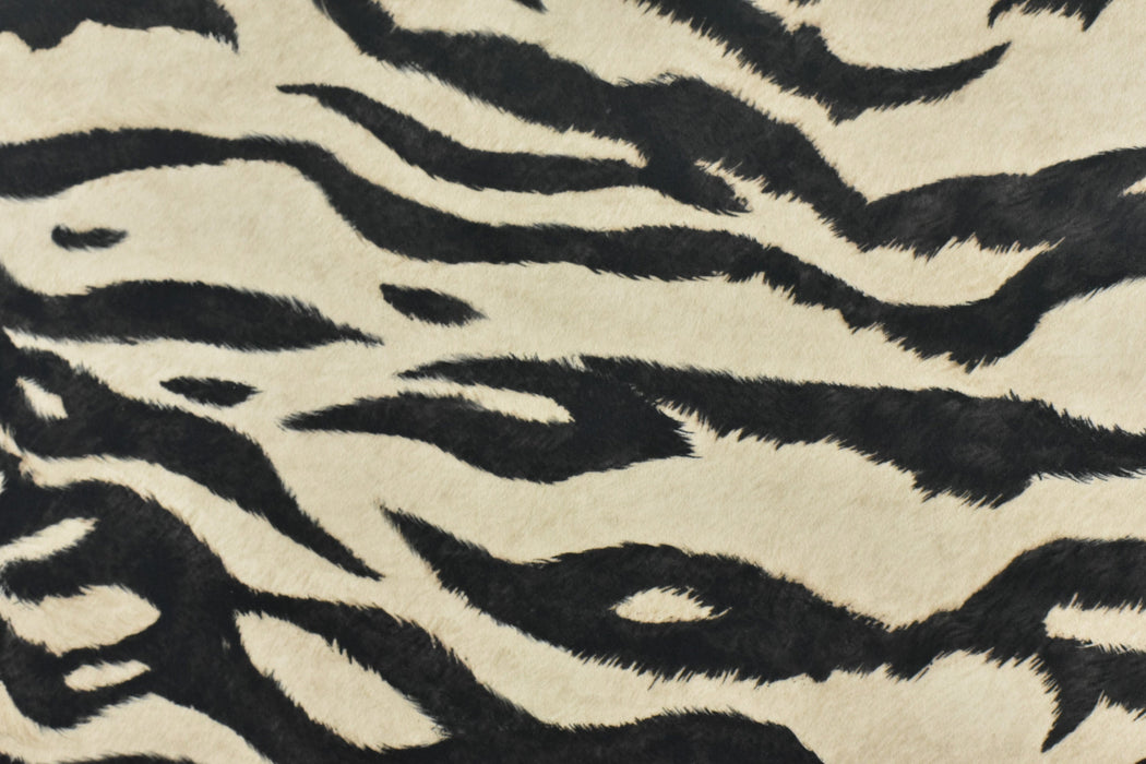 Heavy Weight Soft Velvet Tiger Print Upholstery Fabric|Black White Animal Print Tiger Skin Stripe Fabric For Chair Bench Ottoman Headboard