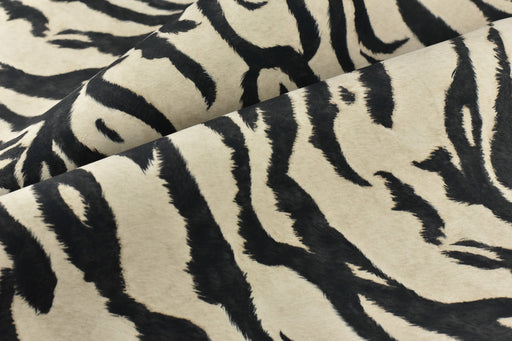 Heavy Weight Soft Velvet Tiger Print Upholstery Fabric|Black White Animal Print Tiger Skin Stripe Fabric For Chair Bench Ottoman Headboard