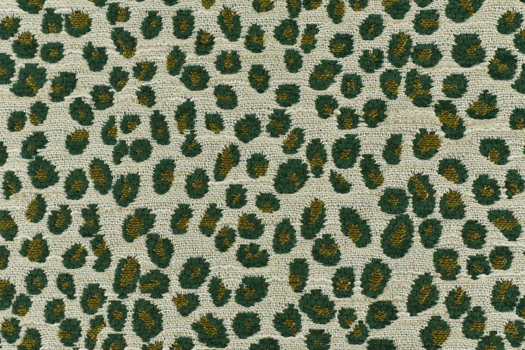 Designer Heavy Weight Leopard Jacquard Textured Upholstery Fabric in Green Yellow Cream|Cheetah Animal Geometric Woven Furniture Fabric