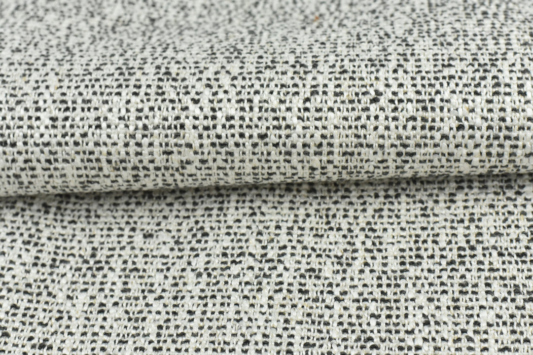 Black and White Chunky Wool and Linen Blend Couch Fabric|MCM Wool Rich Texture Upholstery Fabric For Dining Chairs Sofas Drapery