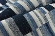 Navy Blue Abstract Woven Geometric Boucle Upholstery Fabric By Yard For Dining Chair|Large Scale Heavy Duty Fabric For Ottoman Bench