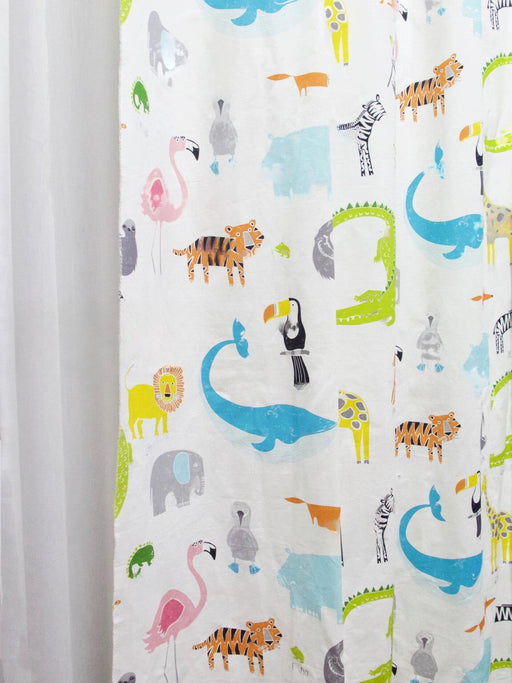 Animal Zoo Kids Room 100% Pure Cotton Curtain Fabric By The Yard|Pure Cotton Animal Printed Nursery Decor Drapery Fabric