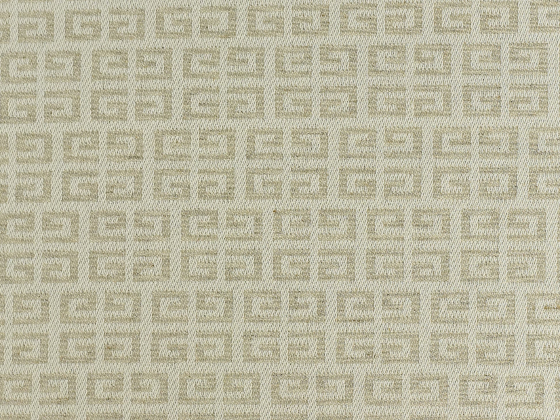 Cotton Linen Only Greek Key Cream Tan Abstract Geometric Upholstery and Curtain Fabric|Lightweight Upholstery Fabric for Pillow Table Runner Cream