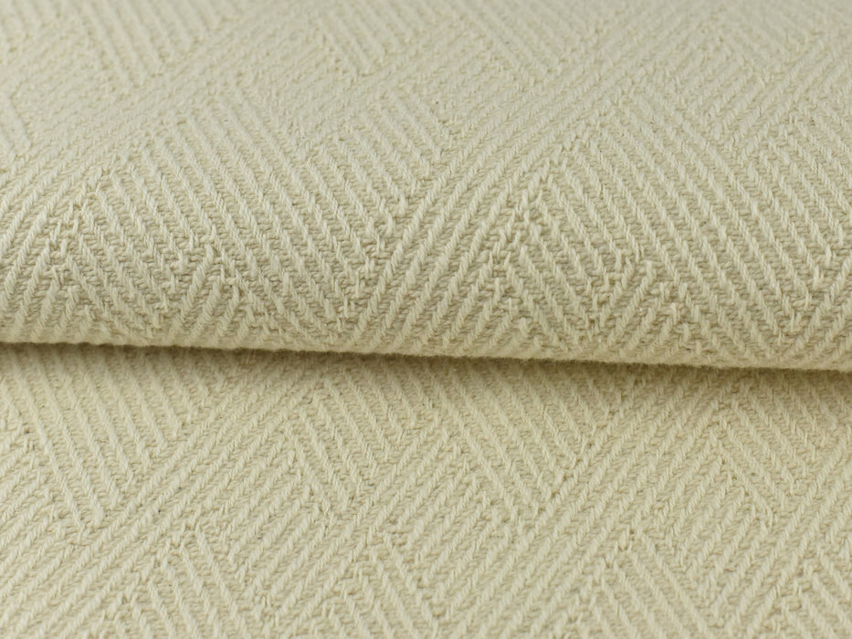 Designer 100 Pure Cotton Cream White Crosshatch Woven Textured Upholstery Fabric|Boho Natural Cotton Abstract Geometric Strip Fabric