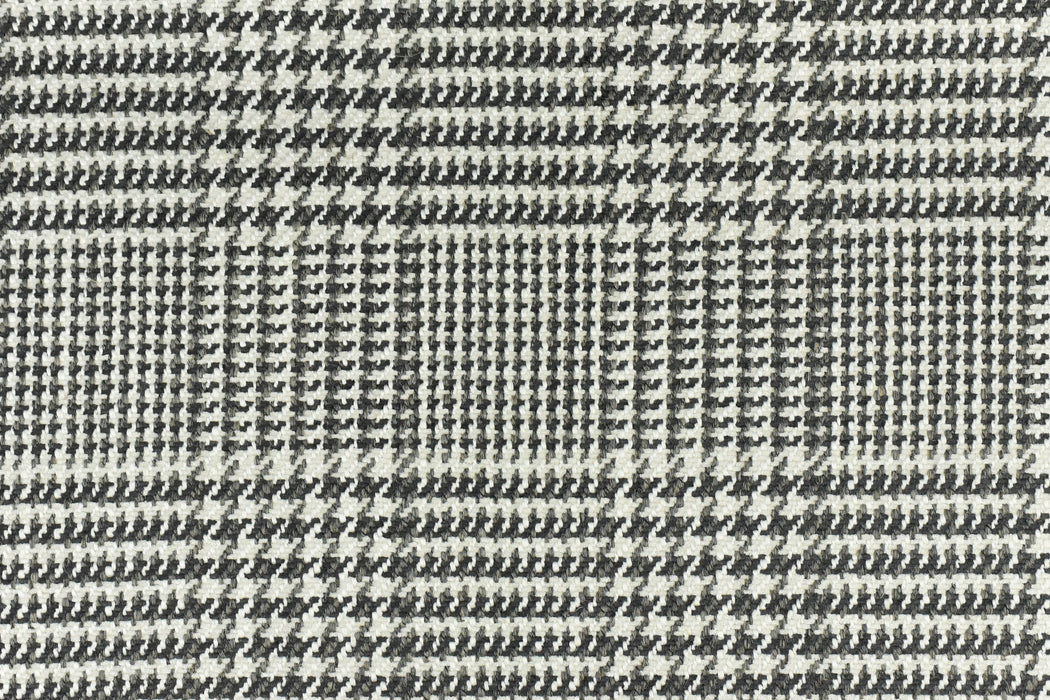 Heavy Weight Black and White Grey Linen Blend Houndstooth Plaid Upholstery Fabric For Chair Couch|Geometric Pattern Furniture Fabric-870GSM