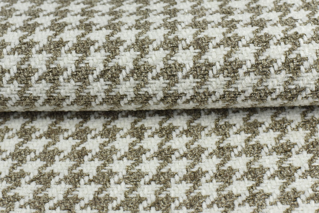 Heavy Weight Oxford Tan Houndstooth Plaid Upholstery Fabric For Chair Couch|Mid-Century Modern Geometric Check Furniture Fabric-740GSM