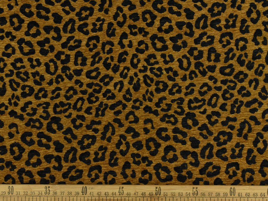 Modern Leopard Pattern Luxury Black Gold Chenille Upholstery Fabric|Exotic Animal Woven Jacquard Upholstery Fabric for Furniture and Pillows