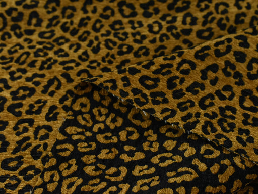 Modern Leopard Pattern Luxury Black Gold Chenille Upholstery Fabric|Exotic Animal Woven Jacquard Upholstery Fabric for Furniture and Pillows