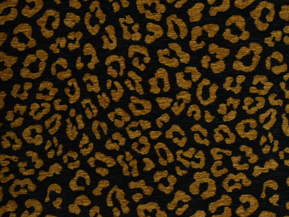 Modern Leopard Pattern Luxury Black Gold Chenille Upholstery Fabric|Exotic Animal Woven Jacquard Upholstery Fabric for Furniture and Pillows