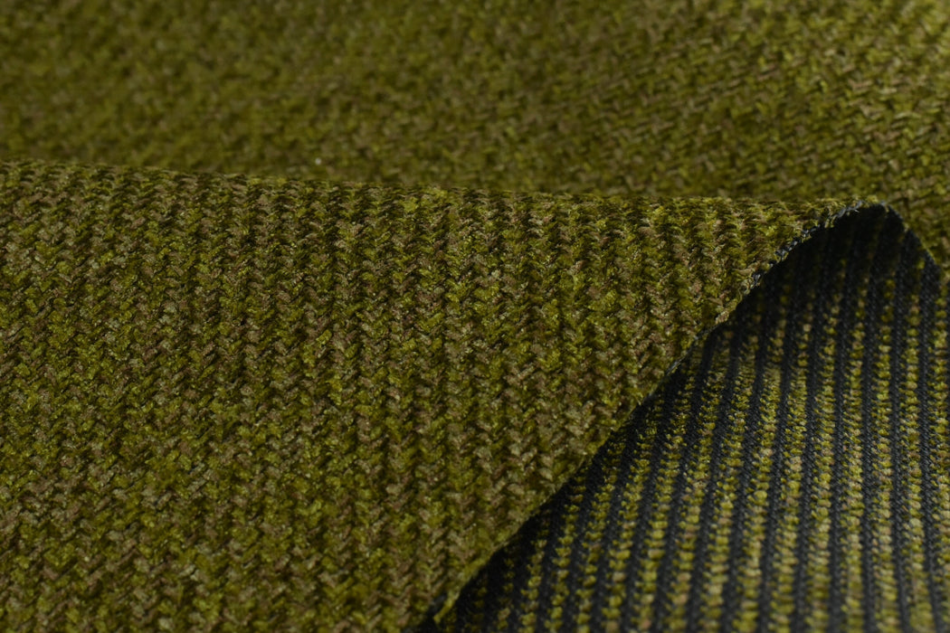 Moss Green Upmarket Chenille Woven Heavy Duty Upholstery Fabric|Olive Green Luxury Couch Chair Fabric By The Yard-55"W/740GSM