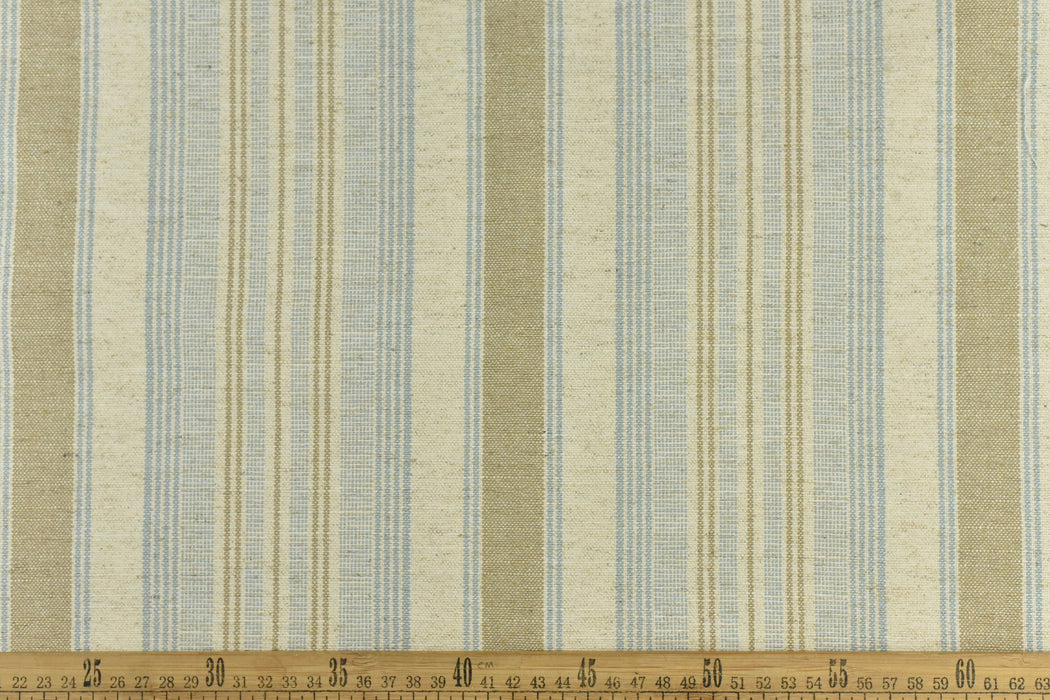 Green Cotton Linen Stripe Jacquard Upholstery&Drapery Fabric|Vintage Ticking Fabric Upholstery For Chair Pillow|Rustic Farmhoue Fabric