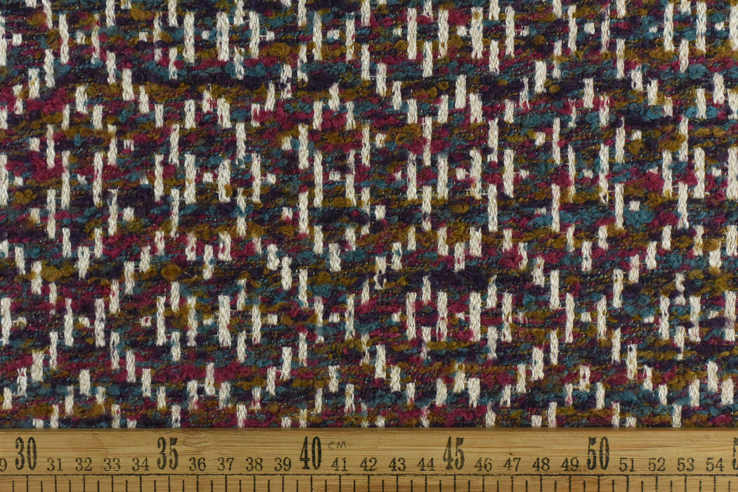 Colorful Tweed Textured Herringbone Geometric Wool Blend Boucle Upholstery Fabric By The Yard For Furniture Drapery-110"(280CM) Width