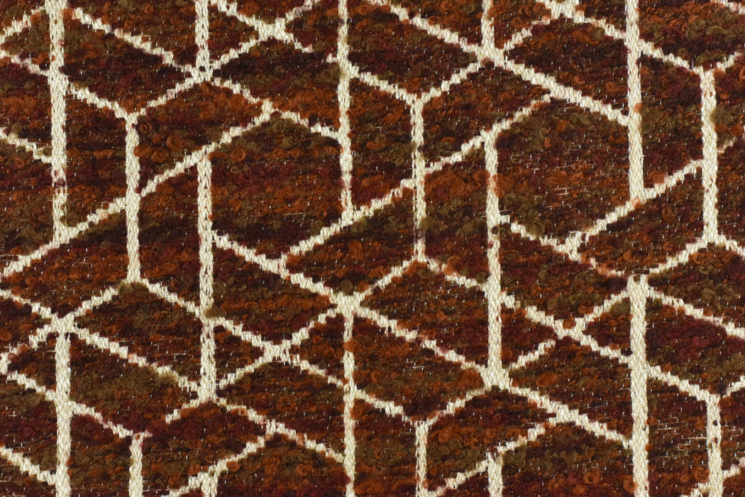 Wider Width Abstract Geometric Wool Blend Boucle Upholstery Fabric Drapery Fabric Wall Fabric By The Yard in Rust Olive 110"(280CM) W