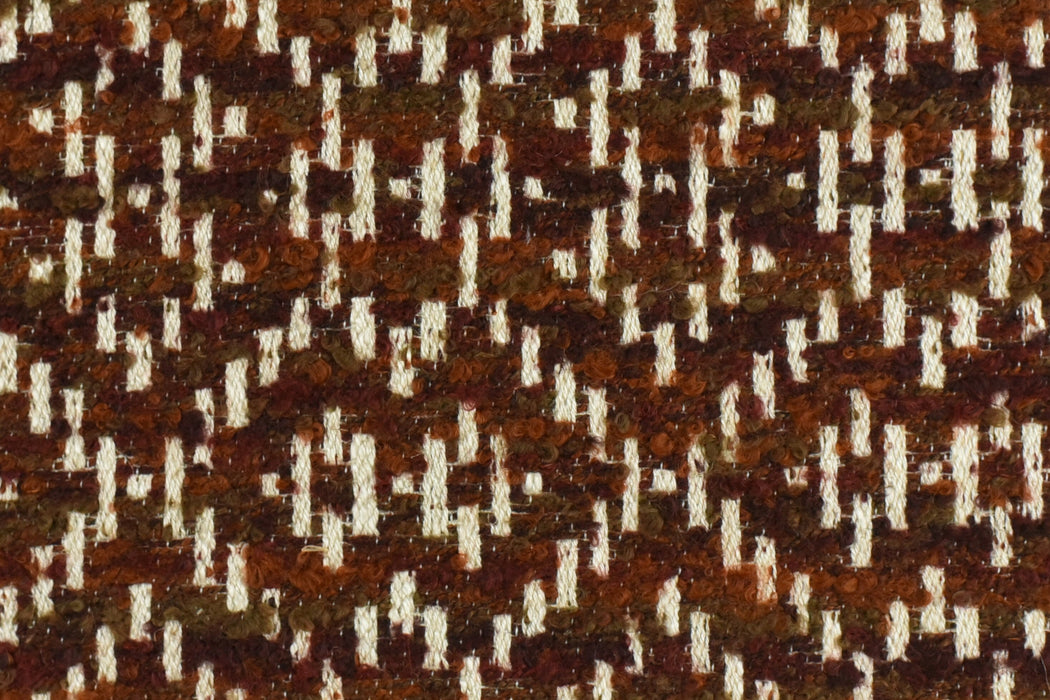 Geometric Wool Blend Textured Boucle Upholstery Fabric|Rust Cream Couch Fabric Fabric Backdrop Drapery Fabric By The Yard-110"(280CM) Width