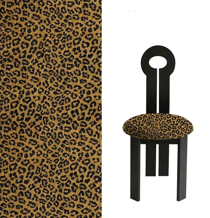 Modern Leopard Pattern Luxury Black Gold Chenille Upholstery Fabric|Exotic Animal Woven Jacquard Upholstery Fabric for Furniture and Pillows