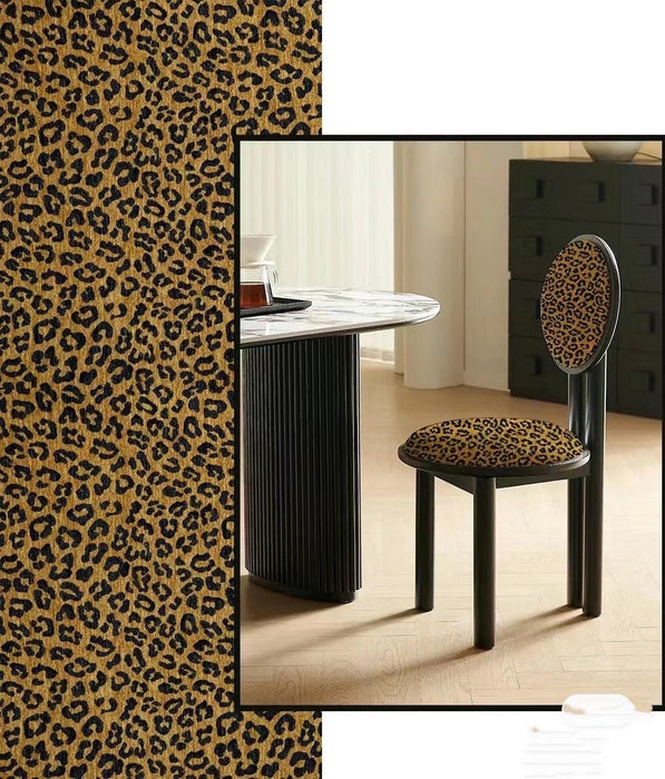 Modern Leopard Pattern Luxury Black Gold Chenille Upholstery Fabric|Exotic Animal Woven Jacquard Upholstery Fabric for Furniture and Pillows