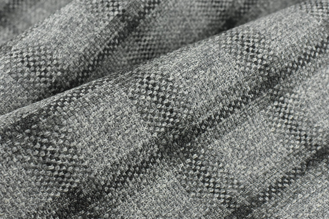 Heavy Weight Wool Cotton Blend Check Upholstery in Black and Gray|Plaid Woven Geometric Pattern Upholstery Fabric by the Yard-57"W/760GSM