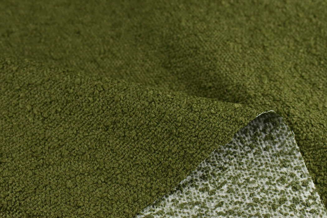 Heavy Weight Moss Green/Olive Green Boucle Upholstery Fabric|Textured Boucle Fabric By The Yard For Chair Sofa Headboard Ottoman Furniture