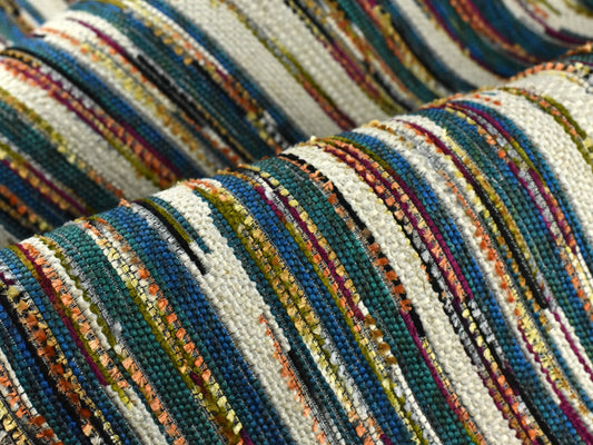 Multi-Colored Modern Wool Blend Tweed Design Abstract Stripes Upholsetry Fabric|Beautiful High End Woven Furniture Fabric For Chair