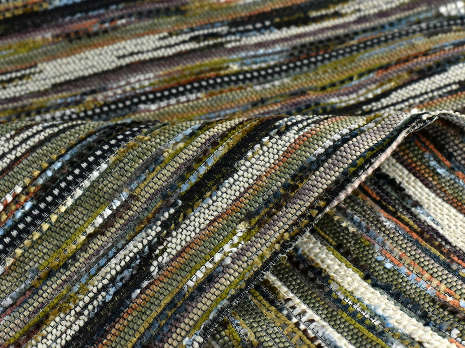 Multi-Colored Modern Wool Blend Tweed Design Abstract Stripes Upholsetry Fabric|Olive Chartreuse Woven Furniture Fabric For Couch Chair