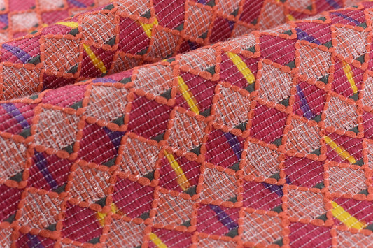 Wool Blend Fancy Textured Diamond Geometric Upholstery Fabric For Drapery|Unique Home Decor Fabric For Lamp Shades,Pillow Covers,Wall Decor