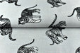 Black and White Playful Tiger Woven Textured Upholstery Fabric|Exotic Wild Animal Fabric For Curtain Drapery Pillow