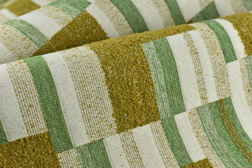 Mustard Yellow and Green Abstract Geometric Boucle Upholstery Fabric By Yard For Chairs|Large Scale High Quality Furniture Fabric For Sofa