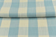 100% Pure Cotton Light Blue and Cream Vintage Buffalo Plaid Jacquard Upholstery And Drapery Fabric|Rustic Traditional Check Fabric