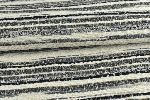 Black White Tweed Cotton Blend Boucle Upholstery Fabric For Chairs Ottoman|Abstract Striped Boucle Furniture Fabric By The Yard