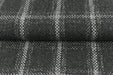 Heavy Weight Wool Cotton Blend Check Upholstery in Black and Gray|Plaid Woven Geometric Pattern Upholstery Fabric by the Yard-57"W/760GSM