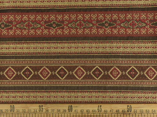 Vintage Bohemian Boho Ethnic Upholstery Fabric in Red Brown Gold|Trendy Southwest Geometric Stripe Furniture Upholstery Fabric For Chair