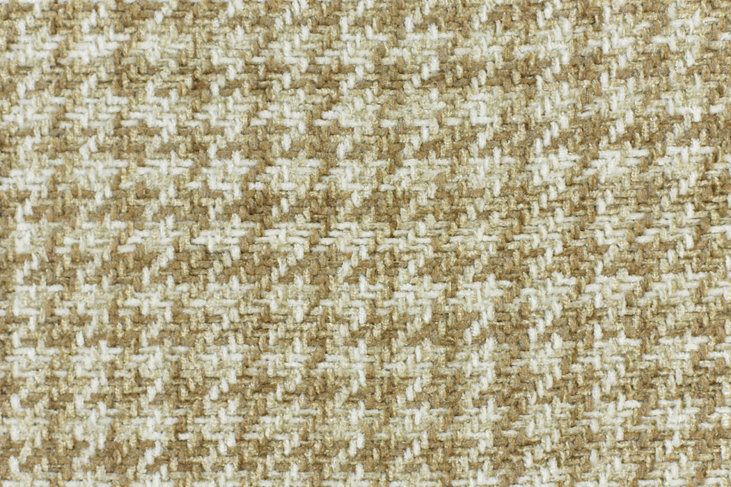 Heavy Weight Tan and White Houndstooth Plaid Upholstery Fabric For Chair Couch|Vintage Geometric Check Furniture Fabric-740GSM