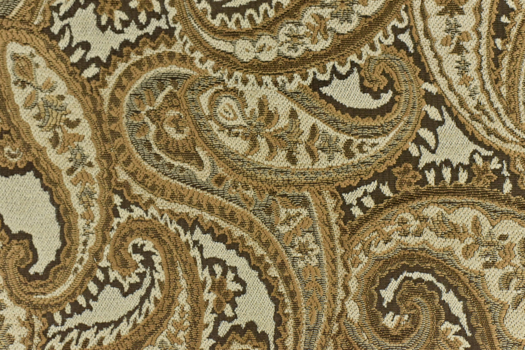 Vintage Chenille Jacquard Paisley Floral Upholstery Fabric For Sofa Couch Pillow in Gold Brown|MCM Red/Yellow Paisley Furniture Fabric