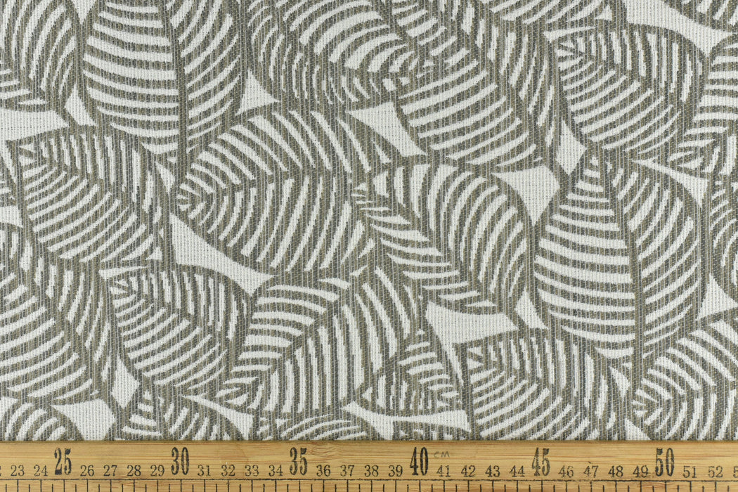 Grey and White Tropical Leaves Pattern Upholsetry Fabric For Chair Pillow Ottoman|Vintage Farmhouse Upholstery Fabric By The Yard