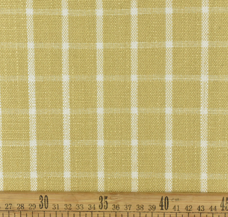 Linen Blend Vintage Navy Blue Jacquard Plaid Check Farmhouse Upholstery Fabric For Chairs Seat Cushion|Yellow/Grey Check Pattern Fabric