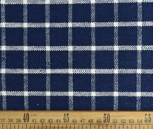 Linen Blend Vintage Navy Blue Jacquard Plaid Check Farmhouse Upholstery Fabric For Chairs Seat Cushion|Yellow/Grey Check Pattern Fabric