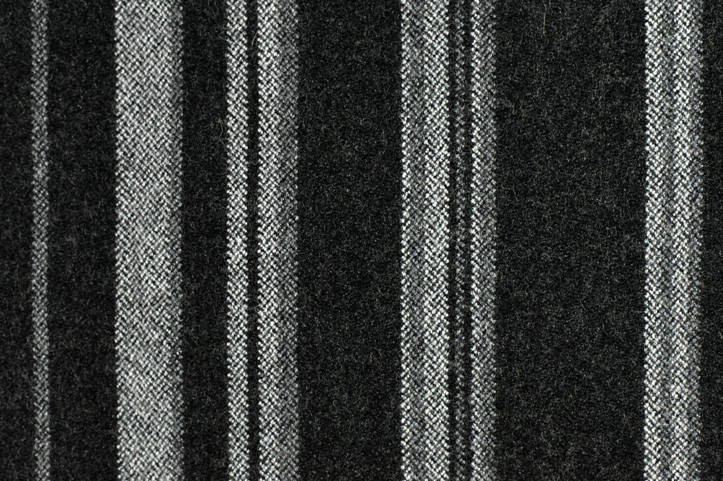 Heavy Weight Black and Grey Striped Wool Blend Upholstery Fabric For Chair(87%Wool)|Multi Colored Striped Furniture Fabric Drapery Fabric