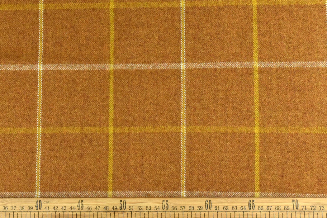 Heavy Weight Yellow Tweed Wool Upholstery Fabric By The Yard For Chair|Vintage Check Pattern Soft Wool Fabric For Ottoman,Curtain(86%Wool)