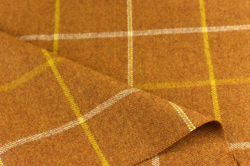 Heavy Weight Yellow Tweed Wool Upholstery Fabric By The Yard For Chair|Vintage Check Pattern Soft Wool Fabric For Ottoman,Curtain(86%Wool)