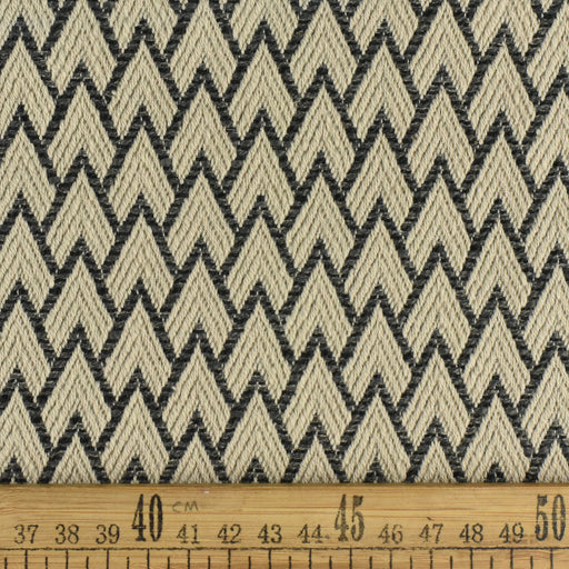 Designer Linen Blend Beige and Black Geometric Jacquard Upholstery Fabric For Chair|Home Decor Furniture Drapery Pillow Cover Fabric